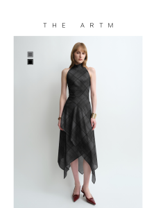 Mesh Halter Neck Irregular Hem Dress