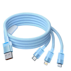 1.2M 3 In 1 Fast Charging Cable 120W For Xiaomi iPhone Poco Micro USB Type C Charger Cable Cord Multiple Usb Charging Wire Line