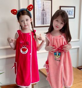 New Childrens Bath Robe Soft Absorbent Towel Nightgown Can Be Worn Or Wrapped in a Towel Cute Cartoon Bathing Suit
