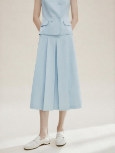 FAMANXUAN | Acetate Tencel Wool A-line Pleated Skirt