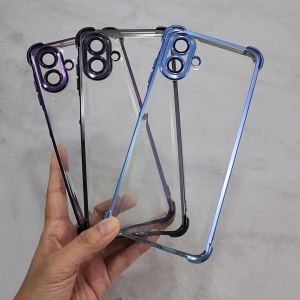 เคสนิ่มขอบสีเงามีเลนส์กันกล้อง Oppo A5x(4/5G) A5(4/5G) A5Pro A3/A3x A3Pto A18/A38พร้อมมุมลดแรงกระแทก