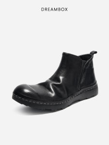 dreambox | Washed Leather Short Snow Chelsea Boots