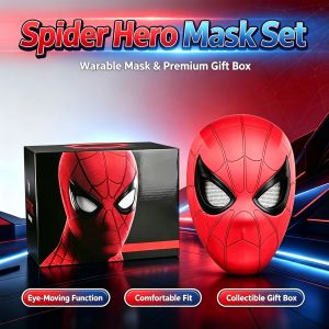 Bandai | Spider‑Man Head Mask with Blinking Function Chin Operated Movable EyeDeluxe Gift Box Cosplay Prop for Party Fancy Dress & Gift