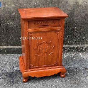 Tủ công đức trạm sen để đình chùa gỗ hương cao 81x51 sâu 41cm