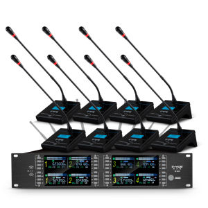 Wireless Desktop Conference Microphone One to Four Remote Video One to Eight Dual Tube Portable Microphone with Battery Power