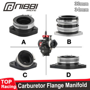 NIBBI Carburetor Flange Manifold Intake Pipe Adapter Fit Horizontal CG engine Engine Manifold Huayang T4 Motorcycle PWK24/26/28 PE Carburetor Interface Adapter