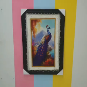 Hiasan Dinding Lukisan Burung Merak Biru Jumbo Sablon Asli Kulit KAmbing