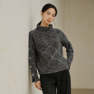 Yigue | Wool Blend Grey Texture Loose Sweater