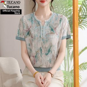 TUCANO | Icy Silk Short Sleeve Elderly V-Neck T-Shirt