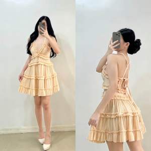 RABIYA DRESS cross ruffled dress with a thin straps cross in the back