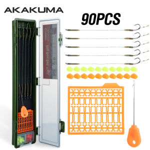 AKAKUMA | Carp Fishing Tackle Set with Pre-Made Hook Rigs Bait Needle Stopper & Simulation Sweet Corn in Portable Rig Box