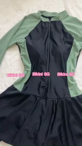 Đồ bơi nữ kín đáo dây khóa kéo váy áo tắm tay dài tay ngắn phối màu che khuyết điểm đi bơi biển tiện lợi BIKINI SG