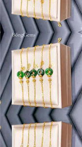 lắc tay nữ vàng tây mix charm đồng điếu ngọc cẩm thạch tự nhiên phúc tinh lộc vòng tay đá phong thủy trang sức thiết kế đủ hóa đơn thẻ bảo hành