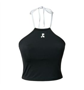 Zhang Siya Ou Yangdiid Short Hanging Neck Strap Vest Womens Fashion Spring 2024 Polyester Letter Pattern Crop Top