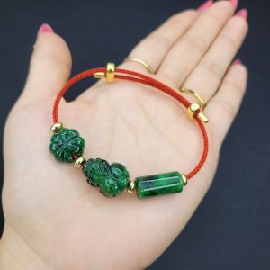 Q595 Vòng lu thống cỏ 4 lá tỳ hưu Cẩm Thạch Sơn Thủy ko kén mệnh - Phong Thuỷ TUDO P