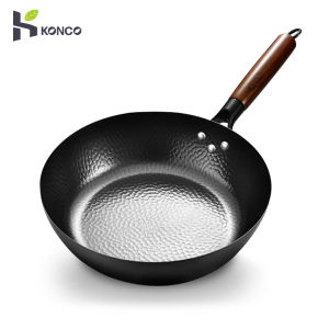 Konco Chinese Iron Wok 28cm Handmade Non-Coating Iron Pot Flat pan Cast Iron Pan General Use for Gas and Induction Cooker Chinese Wok Cookware Pan Kitchen Tools Wok Pan With Lid Wok Burner - Lazada