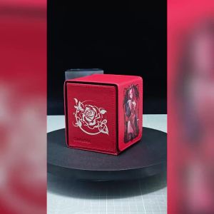 Black Rose Dragon Trading Card Storage Deck Box with Display Window Holds 120+ Cards Magnetic PU for YGO PTCG TCGMTG