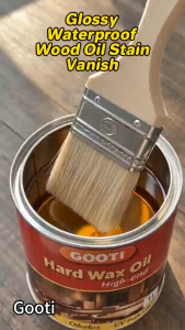GOOTI Newly Upgraded High Gloss Waterproof Natural Wood Wax Oil Stain Varnish Paint Anti-Corrosion Anti-Bukbok For Wood Indoor Outdoor Use Natural Ingredient Wood Furniture Renovation Paint Mold Proof Comes with free tools