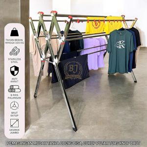 Jemuran Stainless Steel Jumbo 9 Palang 180cm Kuat Kokoh Tahan Karat