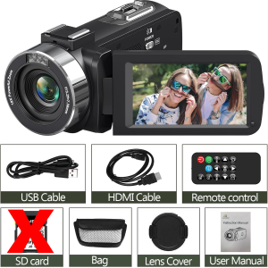 KOMERY | Máy Quay Phim Kỹ Thuật Số HD 4K Cầm Tay Màn Hình Lật Zoom 16X Có Điều Khiển Từ Xa Dùng Hàng Ngày & Thể Thao
