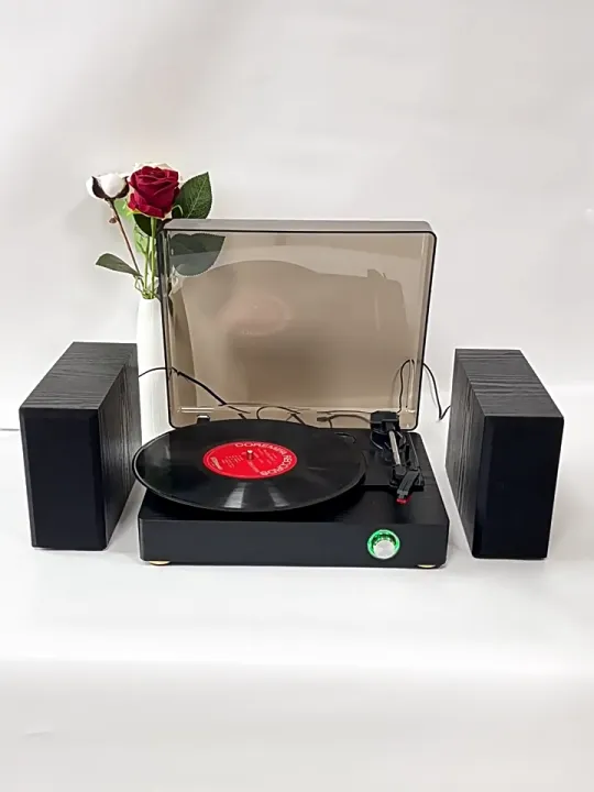Middix Vintage Record Player With Dual Stereo External Speakers HI-FI System Bluetooth Turntable Player With AUX and USB Interface