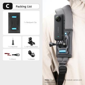 Vamson | Kẹp Gắn Ba Lô Xoay 360 Độ Vamson Dành Cho Insta360 X3 One X2 DJI Action 3 2 GoPro - Phụ Kiện Máy Ảnh Đa Năng