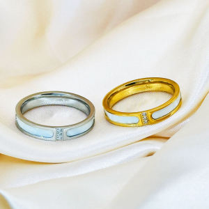 Three-Diamond Shell Embedded Titanium Steel Ring 18K Gold Plated Non-Fading Simple Fashion Ring for Women Fresh Outburst Style