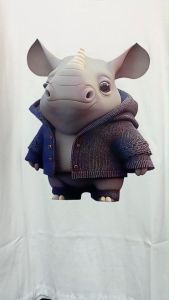 Kaos Pria 3 Dimensi Motif Animasi Badak Rhino Tshirt Oblong Katun 24s H0127 By Hans & co