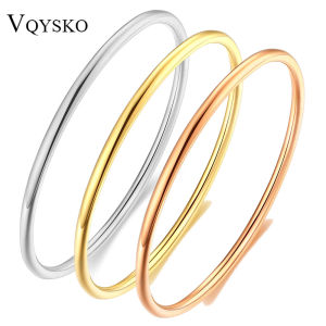 Vòng Tay Nữ VAYSKO Chất Liệu Thép Không Gỉ Bóng Kiểu Dáng Xếp Chồng Hình Tròn Oval Trơn Đánh Bóng Kiểu Dây Xích Phụ Kiện Thời Trang