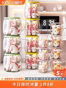 Transparent Storage Bucket Doll Toy Organizer Plushie Figure Arranger Childrens Collectible Figurine Storage Stool Home Decor