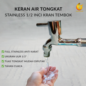 Kran Tongkat Stainless Steel 1/2 Inci | Kran Tembok Anti Karat Outdoor