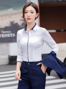 Professional White Shirt Womens Long Sleeve Tops Stylish Niche Style Western Style Ironing Free Formal Wear Parka Fashionable All-Match Shirt Women