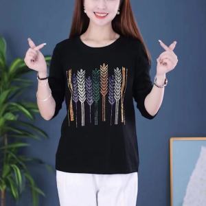 เสื้อยืดคอกลมแขนยาวผู้หญิงฤดูใบไม้ร่วง/ฤดูหนาว แฟชั่นสุดเก๋ ดีไซน์ใหม่ ดีไซน์เรขาคณิต ดีไซน์เกาหลี ทรงหลวม ทรงพอดีตัว