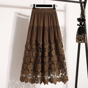 AIYITI | Lace Cutout Midi Skirt for Plus Size Women