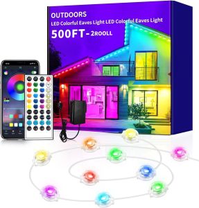 Smart RGB Eave Lights App & Remote IP67 EU Plug Permanent Outdoor LED String Lights Home New Year Christmas Birthday DIY Lighting