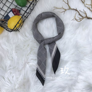 Khăn Choàng Lụa NineNinne Ins Dongdaemun Birds Eye Pattern Color Block Versatile Bag Tying Small Square Scarf 70cm X 70cm