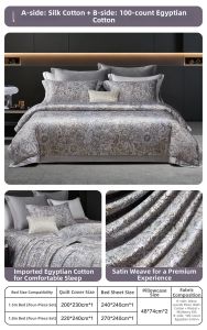 Boyang Home Textile | Egyptian Cotton Silk Luxury Comfort Bedding 4-Piece Set 100 Yarn Count