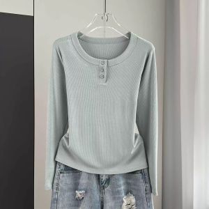 QIAOCHENXIAN | Button Collar Long Sleeve Plus Size Tunic