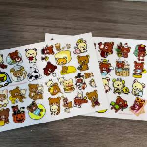 Bandai | Nhãn Dán Hình Gấu Siêu Dễ Thương Không Thấm Nước Biểu Cảm Đáng Yêu Để Trang Trí Cốc Nước
