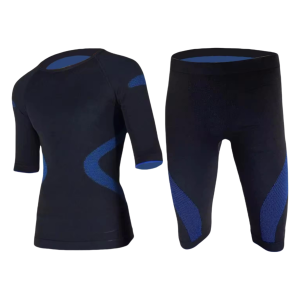 blue ems training suit lyocell polypropylene polyamide elastan ems underwear ems vest training suit ems undergarment base layer