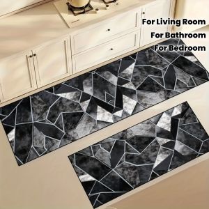 2PC Modern Light Luxury Geometric Kitchen Carpet Living Room Anti Slip Floor Mat Minimalist Sofa Coffee Table Foot Rug Decor