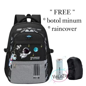 Tas Ransel Sekolah SD SMP Motif Astronot Free Botol Minum Dan Raincover Tas Ransel Backpack School Tas Sekolah Tas Ransel
