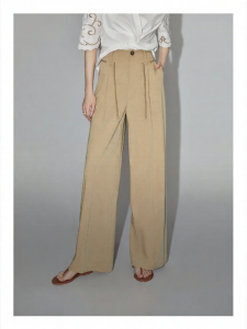 Elle | Design Drawstring High Waist Wide Leg Casual Pants