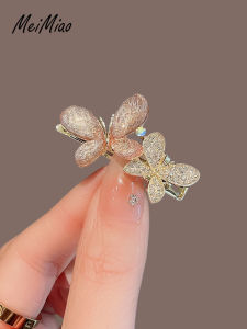 Korean Style Butterfly Duckbill Hair Clip Pink Rhinestone Cute Girl Bangs Side Metal Hair Card Womens Elegant Feeling