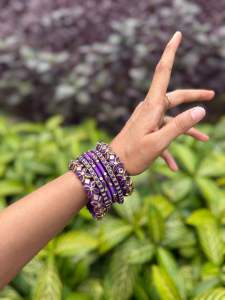 Premium Silk Thread Bangles Purple with kundan/ Indian bangles