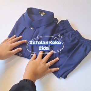 FAMILY MUSLIM - Setelan koko muslim anak tangan pendek 7-14 tahun ZIDAN kurta anak katun premium