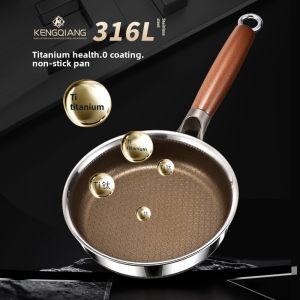 Mini Titanium Coated Stainless Steel 316 Non-Stick Flat Bottomed Pan for Baby Food Cooking Utensils Household Breakfast Use
