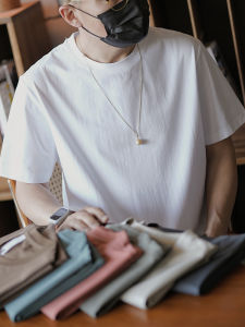 Hong Kong Style Simple Solid Color Basic round Neck Short Sleeve T-Shirt Men Summer Trendy Casual Half Sleeve Body T-Shirt