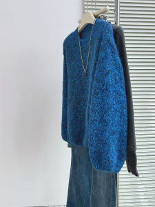 QINGNAER | Blue Minimalist Loose Sweater