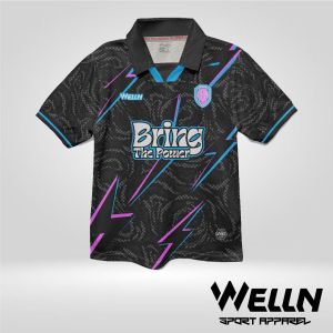 jersey anak kerah retro/bahan embos/anak usia 4-12tahun